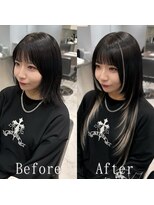 あるじゃんすー 仙台店 ブラック×ホワイト#シールエクステ#レイヤーカット#ウルフ#仙台