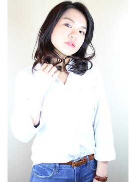 マテリアル(Material) {阪急六甲 Material}ネイビーアッシュ×抜け感セミロング