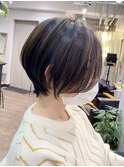 こだわり骨格補正カット◎前髪長め◎立体感丸みショートボブ