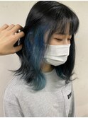 20代30代大人可愛い透明感ブルーインナーカラー【上野】