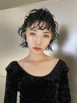 ボコカ(bococa) 】ボブ/パーマ/レイヤー/デザインカラー/グリーン