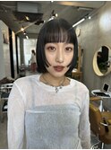 姫カット　ボブ　切りっぱなしボブ　小顔　黒髪