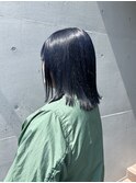#ネイビーカラー#ブリーチカラー×切りっぱなし20代30代40代