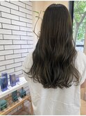 ゆるふわ大人可愛い透明感ダークグレージュ黒髪暗髪ロング