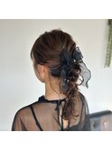 佐賀/結婚式/お呼ばれ/ヘアアレンジ/ローポニーテール/編み込み