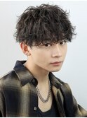 波巻きパーマメンズツイストスパイラルパーマツーブロック