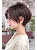 くびれショート・ボブ/丸顔/前髪あり/絶壁解消/20代/30代/長め