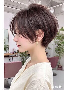 くびれショート・ボブ/丸顔/前髪あり/絶壁解消/20代/30代/長め 