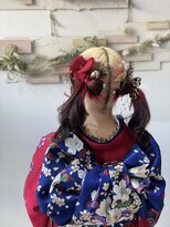 ヘアセットサロンエッジ(Edge) 二十歳のロケーションフォトにリボンツインテール