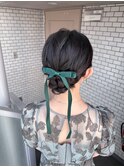 シニヨン ボブアレンジ アップヘア お呼ばれヘア