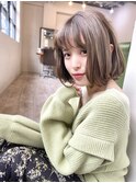 【アフロート添田】シースルバングゆる前下がりアッシュブラウン