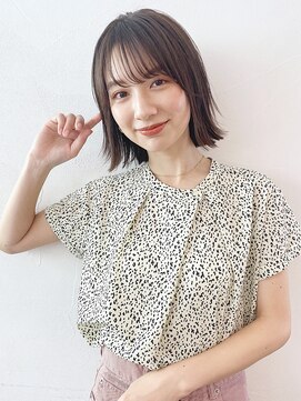 アイティー バイ アルバム 中野店(IT by ALBUM) 外ハネボブ_オリーブカラーハイライトカラー_27768