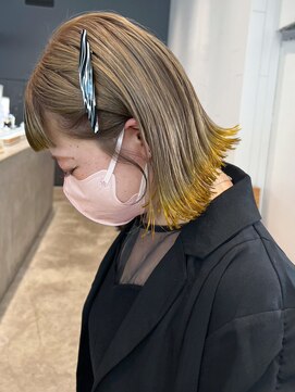 アルバム 銀座(ALBUM GINZA) 裾カラーイエロー_大人ガーリーチョコレートプリカール_ba440421