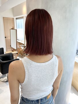 ヒビト 恵比寿 渋谷(HIBITO.) 髪質改善カラー 赤み大人ボブ 切りっぱなしボブ 恵比寿