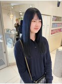 ワンレンロング　ブリーチ1回ブルーカラー　【杉若】