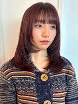 パーク 福岡天神西通り店(parc)&nbsp;顔周りレイヤーカット　艶感　カシスピンクカラー　透明感カラー