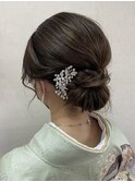 訪問着　ヘアセット　流行り　シニヨン　セミロング　大阪