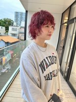 ボルドーブリーチパーマプードルパーマウルフパーマ