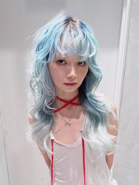 アルバム 銀座(ALBUM GINZA) ロング顔周りレイヤー前髪カットハイトーン_F1049