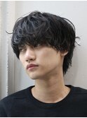 原宿無造作シャドウパーマメンズパーマラウンドマッシュかきあげ