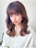 20代30代大人ガーリー/小顔レイヤー/韓国巻き/ココアブラウン