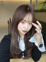 ベル 新宿店(Vel) ミディアムレイヤーカットミルクティーベージュ髪質改善10代20代
