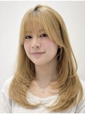 ブリーチハイライト髪質改善ダブルカラーレイヤーカット