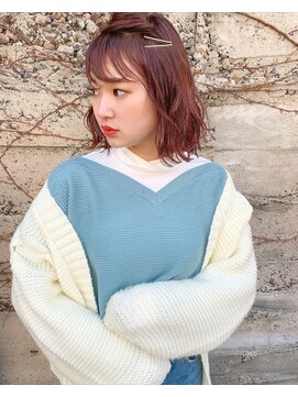 ボアップ 新居浜店(boappu) #ボブ#切りっぱなしボブ#波巻き#ベージュカラー#アレンジ