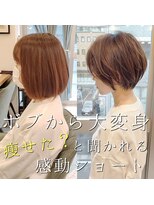 ロンドプロフィール 浦和(Lond profil)&nbsp;ボブカーキグレージュマッシュショート大人フェザーバング