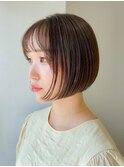 髪質改善ケアカラー×大人ベージュ_外ハネボブ_グレージュカラー