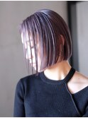 ワンレン秋色黒髪透明感カラー小顔ピンクヘアー_ba499341