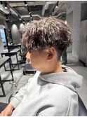 アップバング×ツイストスパイラルパーマ