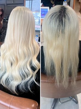 【ビフォーアフター】エクステ×カラー/ホワイトベージュ