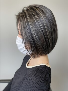 アース 上本町店(HAIR&MAKE EARTH) 30代40代◎縮毛矯正ハイライト小顔ひし形ショートボブ