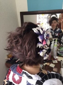 ロカット サロン(Roquat Salon) ボブウェーブ浴衣アレンジ【ヘアセット　浴衣 立川/立川南】