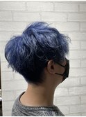 ブリーチ/ハイトーン/ブルー/マッシュ/10代20代/ツーブロック