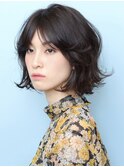 結べる黒髪ボブ◇大人のニュアンスウェーブパーマ