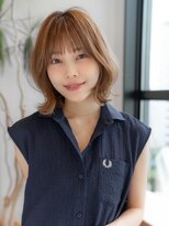20代30代大人可愛いピンクベージュ丸顔マルチダボブ