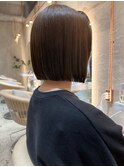 ピンクブラウン美髪切りっぱなしボブ【ボブ/縮毛矯正/北澤華】
