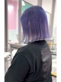 ハイトーン/透明感/ペールカラー/ラベンダー/切りっぱなしボブ
