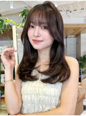 セミロング30代40代ストレートレイヤー前髪なし前髪あり表参道
