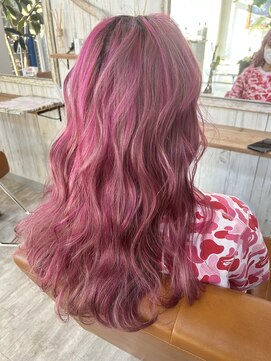 スワッグ(swag) パステルピンク+ショッキングピンクハイライト