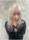 ハイトーン/ダブルカラー/クラゲヘアー/オリーブグレー/小顔/