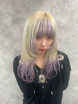 ハイトーン/ダブルカラー/クラゲヘアー/オリーブグレー/小顔/