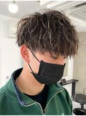 メッシュハイライトスパイラルパーマツイストパーマツーブロック