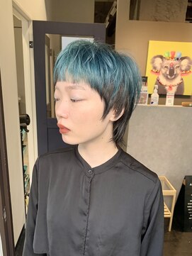 アルコイリスバイドールヘアー(ARCOIRIS by Dollhair) ノームコアフレンチボブ男色系カラーパーマボブくびれヘア都島