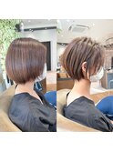 《30代40代》白髪ぼかしハイライト×前下がりボブ【イケダ】★