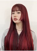 赤ロングヘア