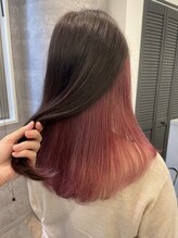 ルーブ トウキョウ(Loob. TOKYO) デザインカラー黒髪インナーカラーピンクアンブレラカラー韓国