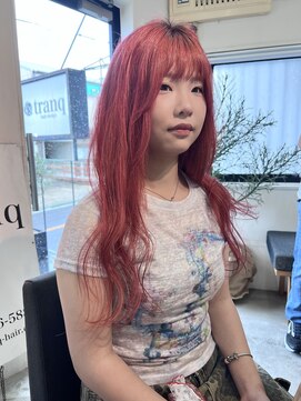 トランク ヘアー デザイン(tranq hair design) ブリーチ暖色系ダブルカラー韓国風ツヤ髪大人女子20代